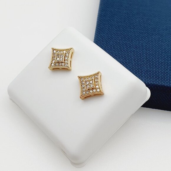 "14K Gold Plated Cubic Zircon Earrings, INUS1BR112 - Picture 3 of 10